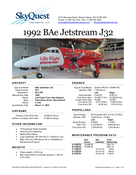 BAE-3200-0976-ZK-LFW-Specifications